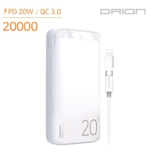 드리온 PD20W QC3.0 고속충전 보조배터리(20,000mAh)(C타입+8핀젠더)(DR-PD20W-K20000)