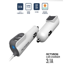 엑티몬 일체형 2포트 차량용충전기(C타입3.1A)(C3-3102-C)
