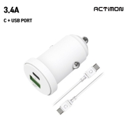 엑티몬 차량용 3.4A C포트+USB포트(C to C 케이블포함)