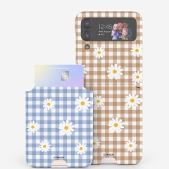 [TryCozy] 플라워 체크 갤럭시Z플립시리즈 카드 3D곡면하드케이스
