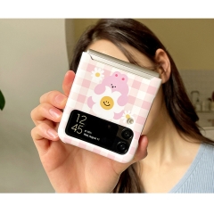 [TryCozy] 동물 데이지 체크 갤럭시Z플립시리즈 카드 3D곡면하드케이스