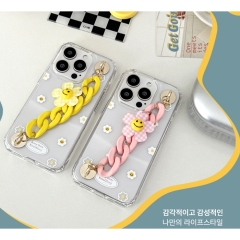 [TryCozy] 스마일데이지 패턴 체인 클리어 에어쿠션 젤하드케이스