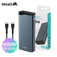 밸류엠 고속 메탈 PD 22.5W 보조배터리 20000mAh(C to C 25W 0.2M 케이블포함)