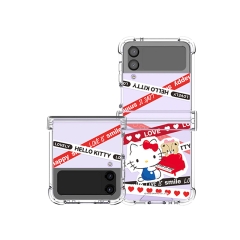 [Sanrio]산리오 캐릭터즈 LOVE 라인 갤럭시Z플립시리즈 힌지보호 투명범퍼케이스