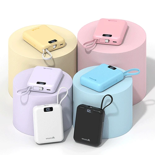 밸류엠 PD 22.5W 고속 CP 케이블 일체형 미니 보조배터리 10000mAh