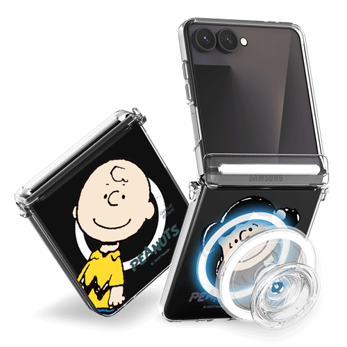 [PEANUTS]스누피 헬로 프렌즈 Z플립시리즈 마그네틱 힌지 맥세이프 클리어 하드케이스