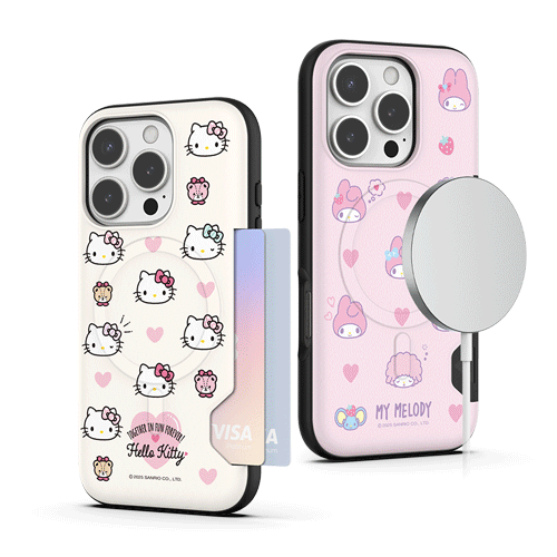 [Sanrio]산리오 캐릭터즈 러블리패턴 투카드 맥세이프 범퍼케이스