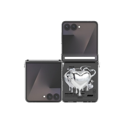 [TryCozy] 하트 레터링 Z플립시리즈 오토 힌지 클리어 하드케이스+아크릴 스마트톡