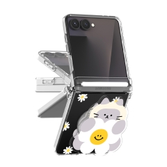 [TryCozy] 동물 데이지 Z플립시리즈 오토 힌지 클리어 하드케이스+아크릴 스마트톡