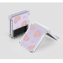[TryCozy] 퍼지베어 하트패턴 갤럭시Z플립시리즈 힌지보호 투명범퍼케이스