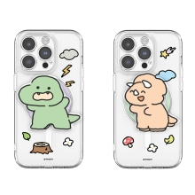 [TryCozy] 삐뚤빼뚤 공룡 클리어 렌즈가드 맥세이프 케이스+투명 맥세이프 톡