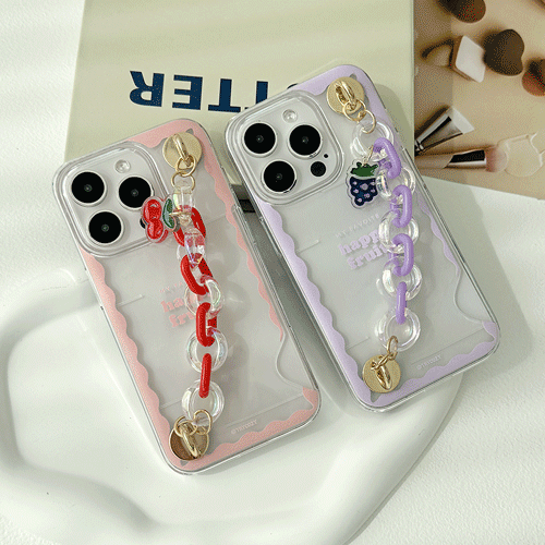 [TryCozy] 해피프룻 웨이브 체인 카드투명하드케이스
