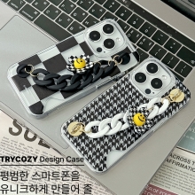 [TryCozy] 모던패턴 체인 스마일플라워 카드투명하드케이스