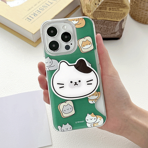 [TryCozy] 야옹이 패턴 에폭시톡 카드투명하드케이스