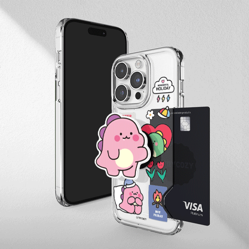 [TryCozy] 핑크 리틀티노 패치 에폭시톡 카드투명하드케이스