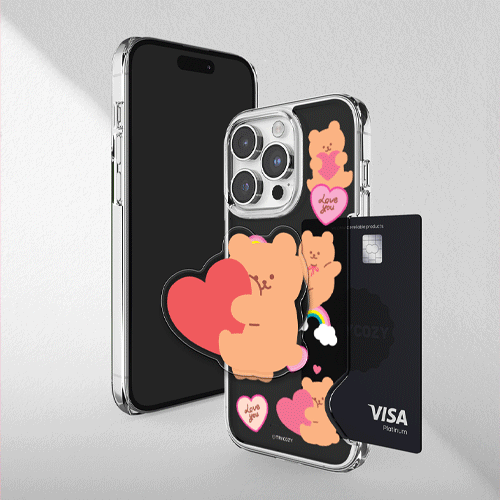 [TryCozy] 러브베어패턴 에폭시톡 카드투명하드케이스