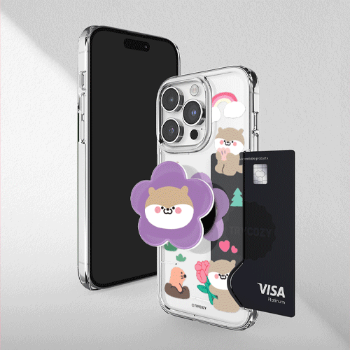 [TryCozy] 동물꽃 소풍 에폭시톡 카드투명하드케이스