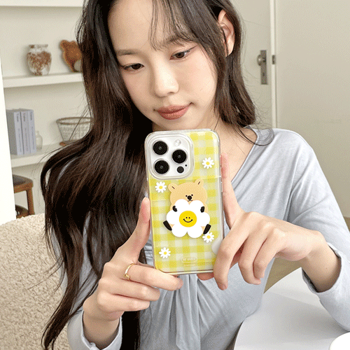 [TryCozy] 동물 데이지 체크 카드투명하드케이스