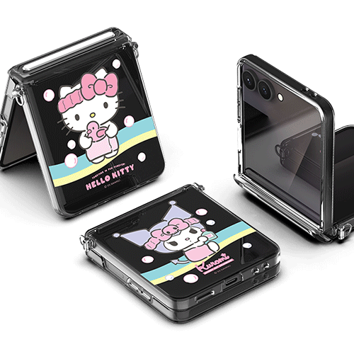 [Sanrio]산리오 캐릭터즈 목욕 Z플립시리즈 오토 힌지 클리어 하드케이스