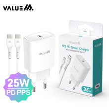 [밸류엠] 가정용 25W(PD3.0) PPS 초고속 분리형 충전기(CtoC 1.2M 25W 케이블 포함)_화이트