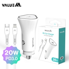 [밸류엠] 차량용 20W(PD3.0) 고속 분리형 충전기(Cto8 1.0M 20W 케이블 포함)_화이트