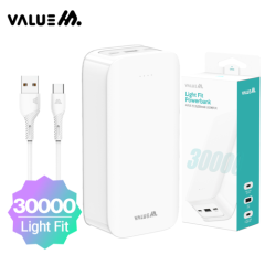 [밸류엠]라이트 핏 보조배터리 30000mAh(CP 0.2M 원형 케이블 포함)