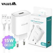 [밸류엠] 가정용 15W(QC3.0) 고속 분리형 충전기(CP 1.2M 15W 케이블 포함)