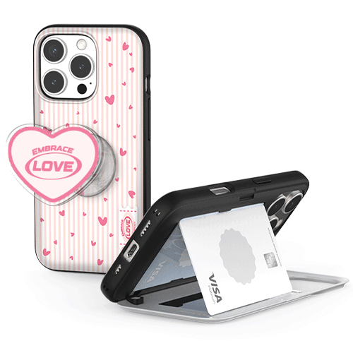 [TryCozy] 스몰 하트 패턴 카드도어범퍼케이스+아크릴 스마트톡