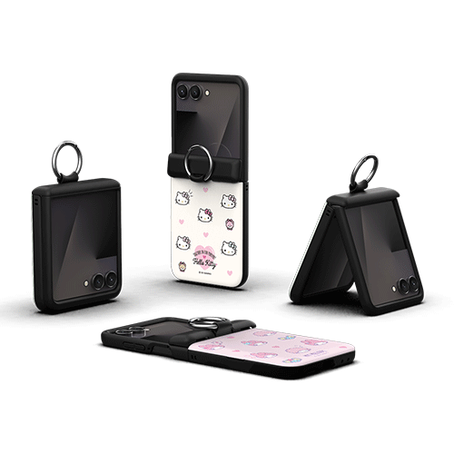 [Sanrio]산리오 캐릭터즈 러블리패턴 Z플립 오토 힌지 카드도어범퍼케이스