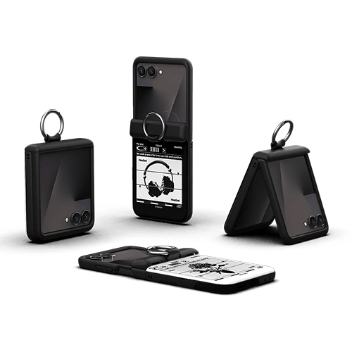 [TryCozy] 블랙 아트웍 Z플립 오토 힌지 카드도어범퍼케이스