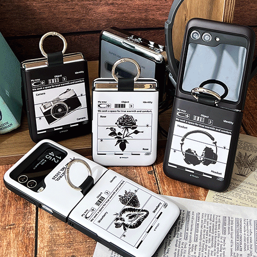 [TryCozy] 블랙 아트웍 Z플립시리즈 고리형 카드도어범퍼케이스