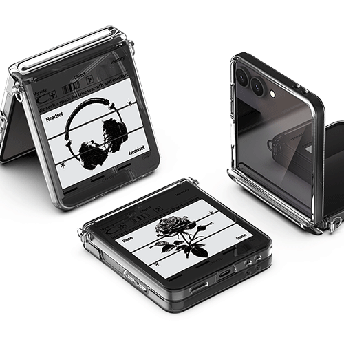 [TryCozy] 블랙 아트웍 Z플립시리즈 오토 힌지 클리어 하드케이스