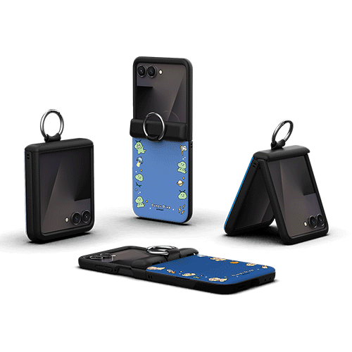 [TryCozy] 삐뚤빼뚤 공룡 우주 Z플립 오토 힌지 카드도어범퍼케이스