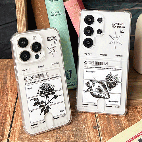 [TryCozy] 블랙 아트웍 클리어 에어쿠션 카드젤리케이스