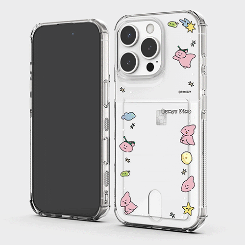 [TryCozy] 삐뚤빼뚤 공룡 우주 클리어 에어쿠션 카드젤리케이스