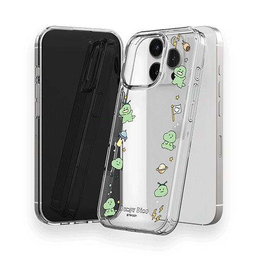 [TryCozy] 삐뚤빼뚤 공룡 우주 클리어 에어쿠션 젤하드케이스