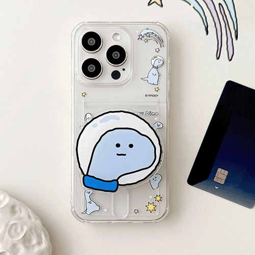 [TryCozy] 삐뚤빼뚤 공룡 우주 클리어 에어쿠션 카드젤리케이스+아크릴 스마트톡