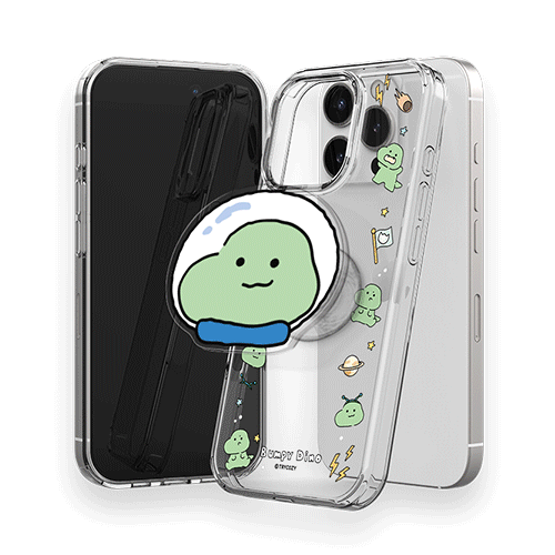 [TryCozy] 삐뚤빼뚤 공룡 우주 클리어 에어쿠션 젤하드케이스+아크릴 스마트톡