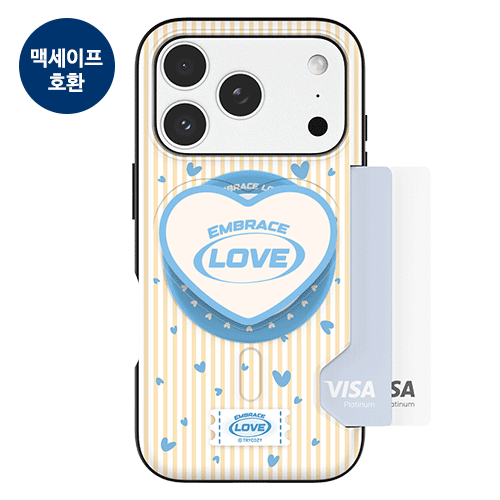 [TryCozy] 스몰 하트 패턴 투카드 마그네틱 범퍼케이스+아크릴 마그네틱 톡