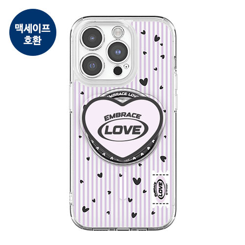 [TryCozy] 스몰 하트 패턴 클리어 렌즈가드 마그네틱 젤하드 케이스+투명 마그네틱 톡