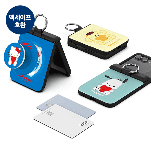 [Sanrio]산리오 캐릭터즈 하트 Z플립 오토 힌지 마그네틱 카드도어범퍼케이스