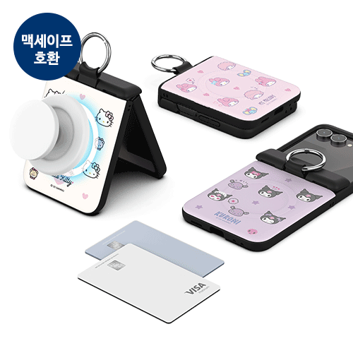 [Sanrio]산리오 캐릭터즈 러블리패턴 Z플립 오토 힌지 마그네틱 카드도어범퍼케이스