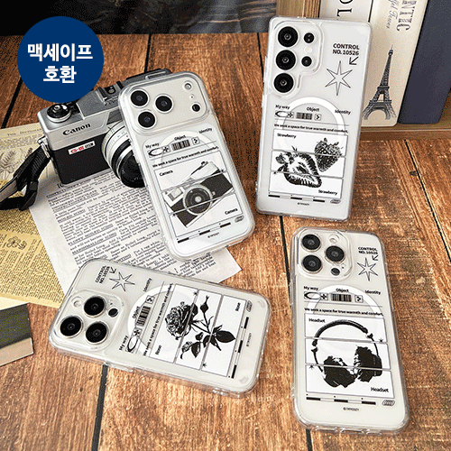 [TryCozy] 블랙 아트웍 클리어 렌즈가드 마그네틱 젤하드 케이스