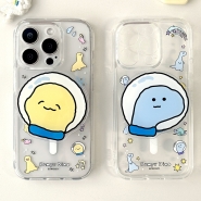 [TryCozy] 삐뚤빼뚤 공룡 우주 클리어 렌즈가드 마그네틱 젤하드 케이스+투명 마그네틱 톡