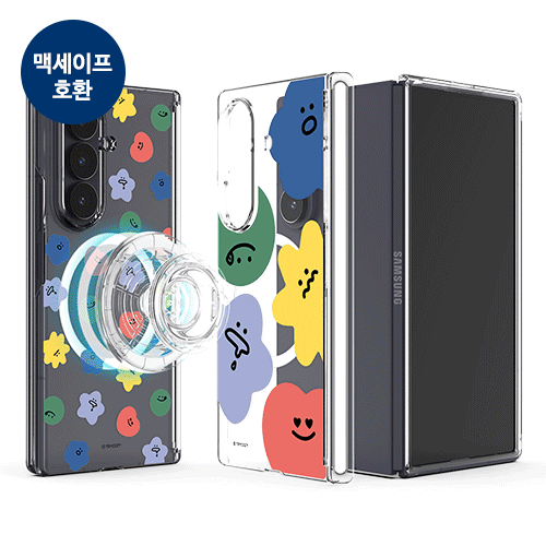 [TryCozy] 와글와글 패턴 Z폴드 오토 힌지 마그네틱 클리어 하드케이스