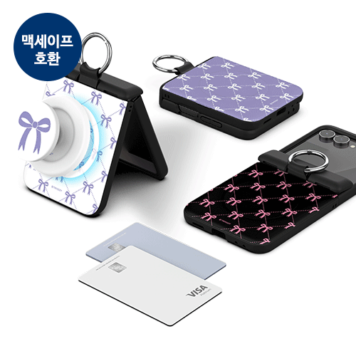 [TryCozy] 코지 리본 패턴 Z플립 오토 힌지 마그네틱 카드도어범퍼케이스
