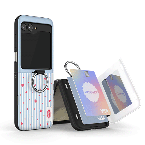 [TryCozy] 스몰 하트 패턴 Z플립시리즈 고리형 카드도어범퍼케이스