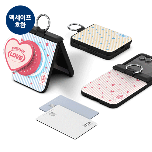 [TryCozy] 스몰 하트 패턴 Z플립 오토 힌지 마그네틱 카드도어범퍼케이스