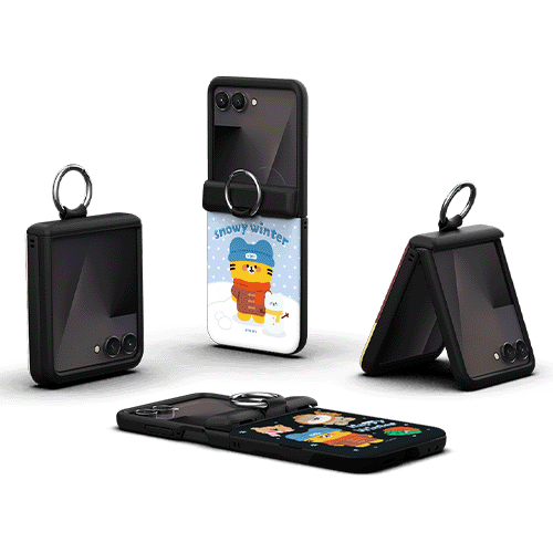 [TryCozy] 동물 스노우 타운 Z플립 오토 힌지 카드도어범퍼케이스