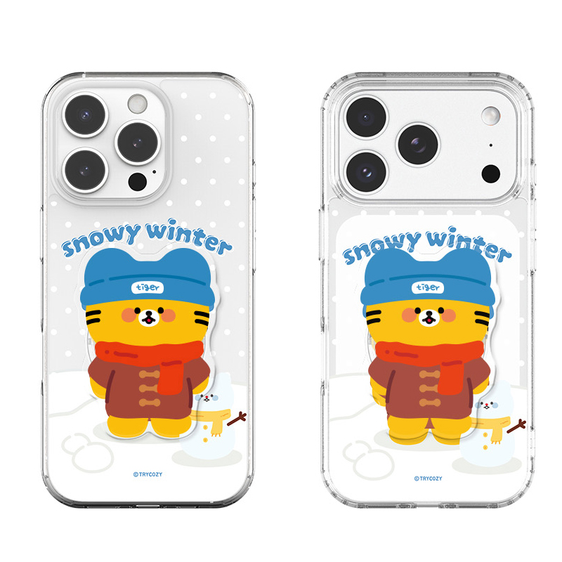 [TryCozy] 동물 스노우 타운 클리어 에어쿠션 젤하드케이스+아크릴 스마트톡